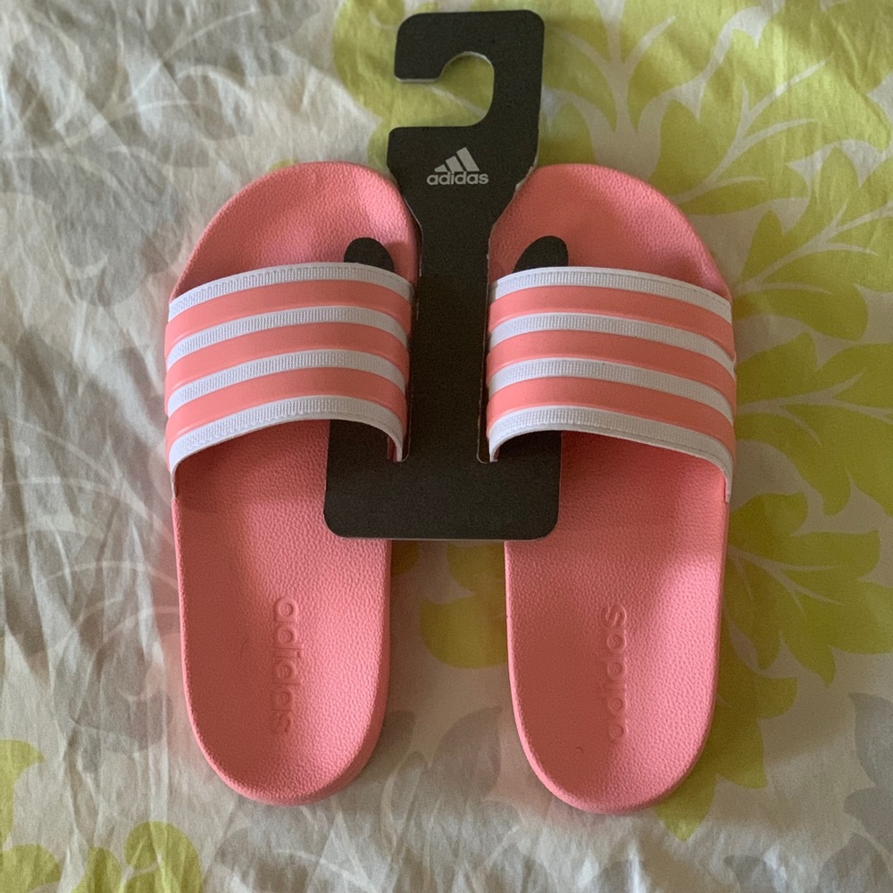 Pink adidas slides